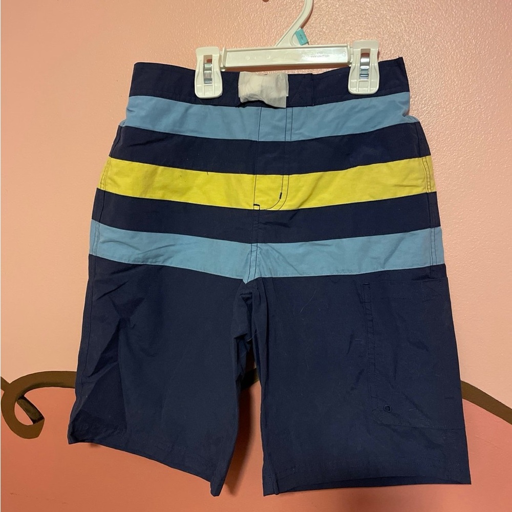 Janie and Jack Blue and Yellow Swim Trunks with Striped Waistband size 8 years